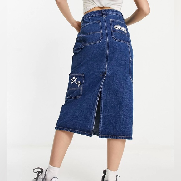 Obey Blue Denim Midi Skirt - Picture 3 of 8